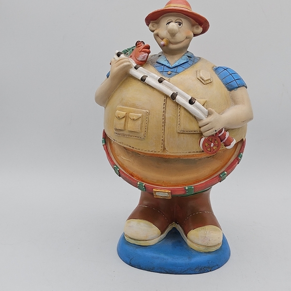 piggy bank~ Vintage unique big belly fisherman 10 in tall - Picture 13 of 13